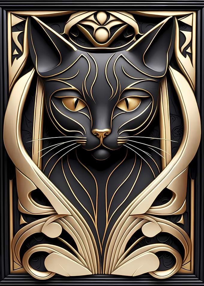 Elegant Cat Art Decoration