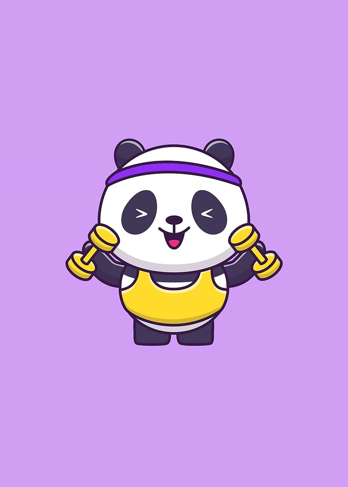 Cute Panda Lifting Dumbbel