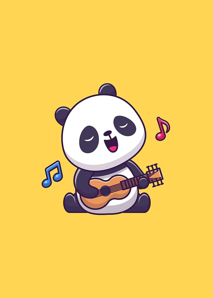 Cute Panda Playing Guitar