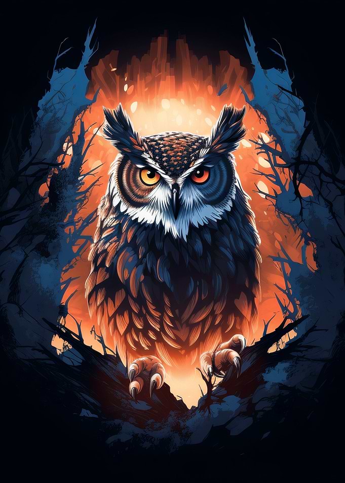 Owl stalking its prey