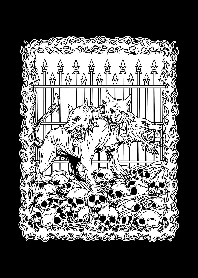 Cerberus Illustration BnW