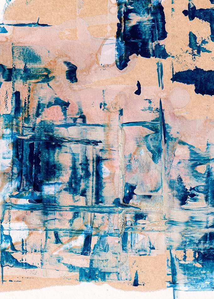Peachy and Blue Painting