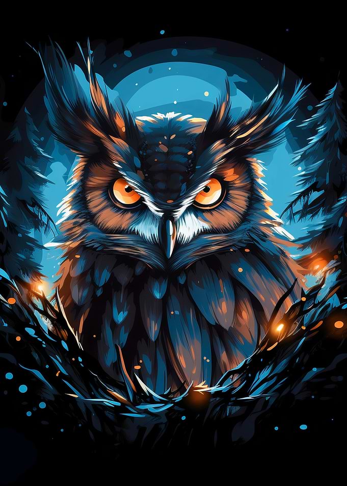 Owl stalking its prey