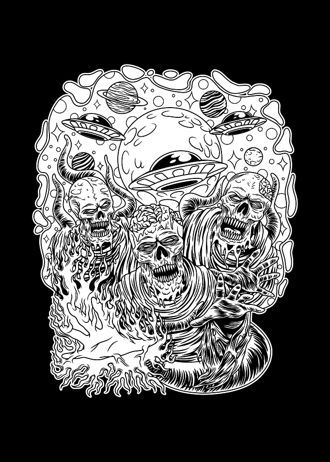 Alien Zombie BnW
