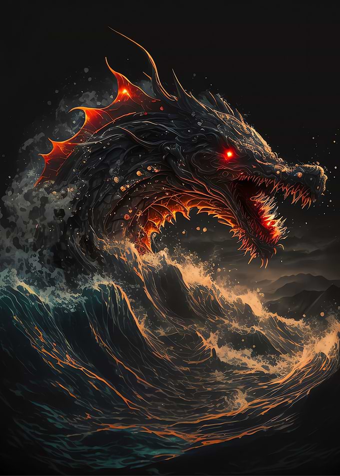 Dragon Ocean Wave Japanese