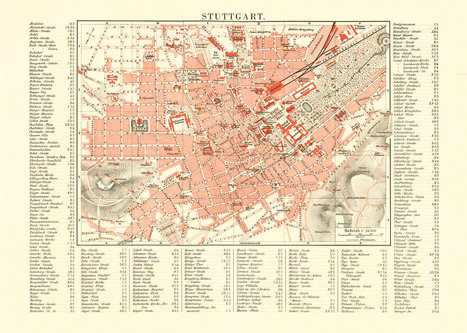 Vintage Map Stuttgart