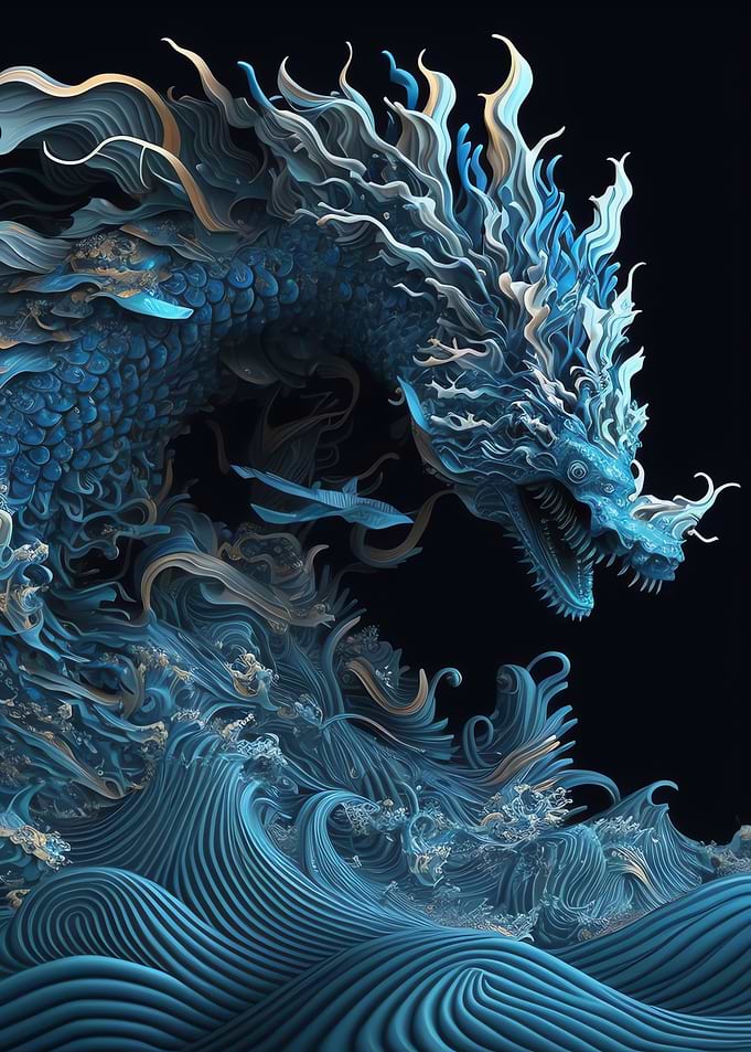 Dragon Ocean Wave Japanese