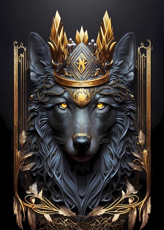 Royal Crown Wolf Art Deco