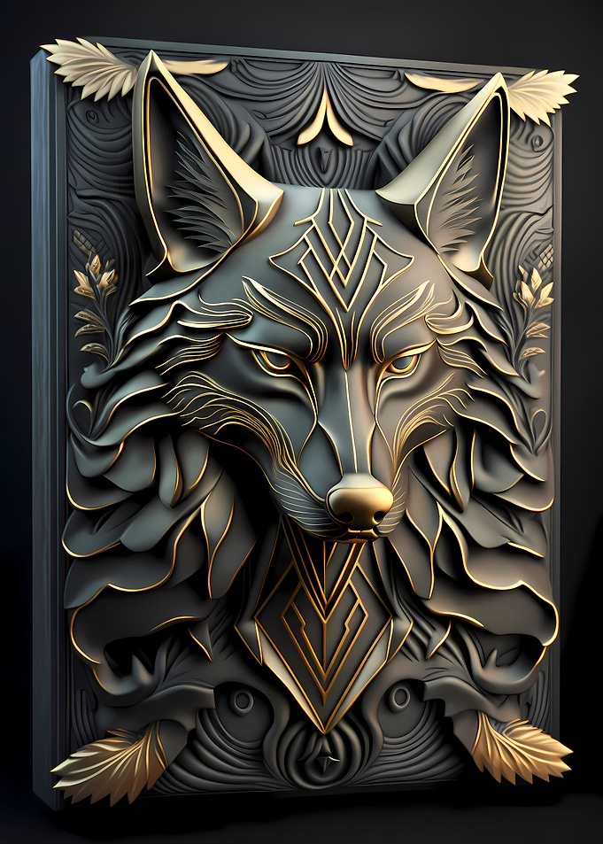 Golden Lord Wolf Art Deco