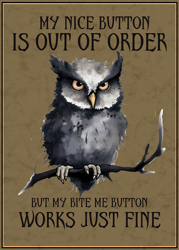 Funny Owl Poster Vintage