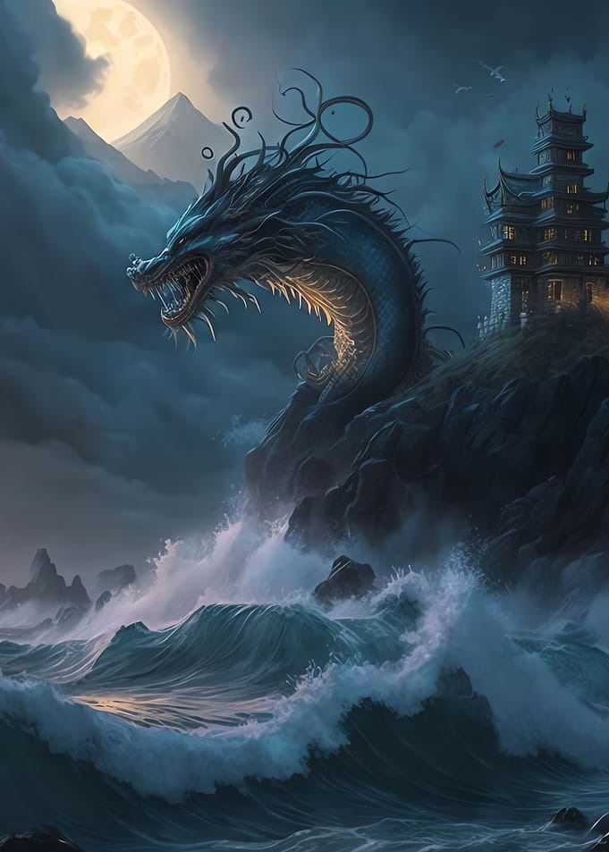 Dragon Ocean Wave Japanese