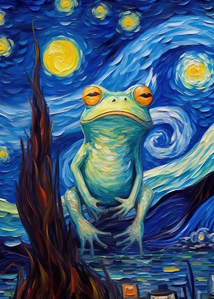Starry Night Frog Painting