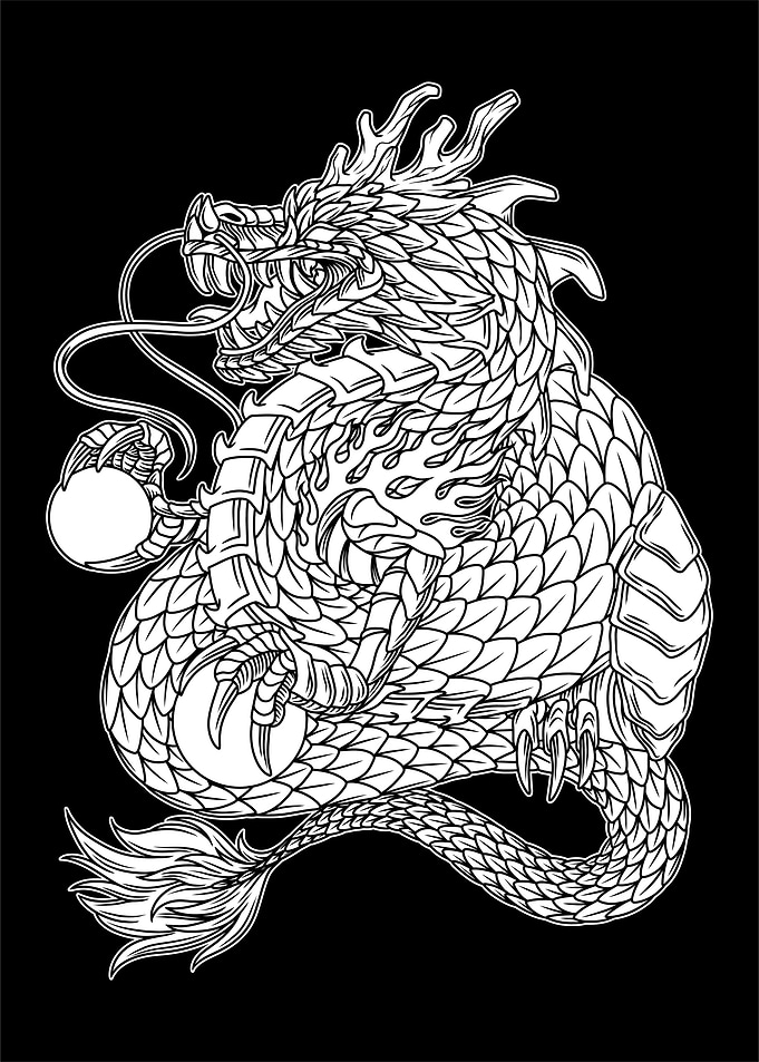 Mecha Dragon BnW