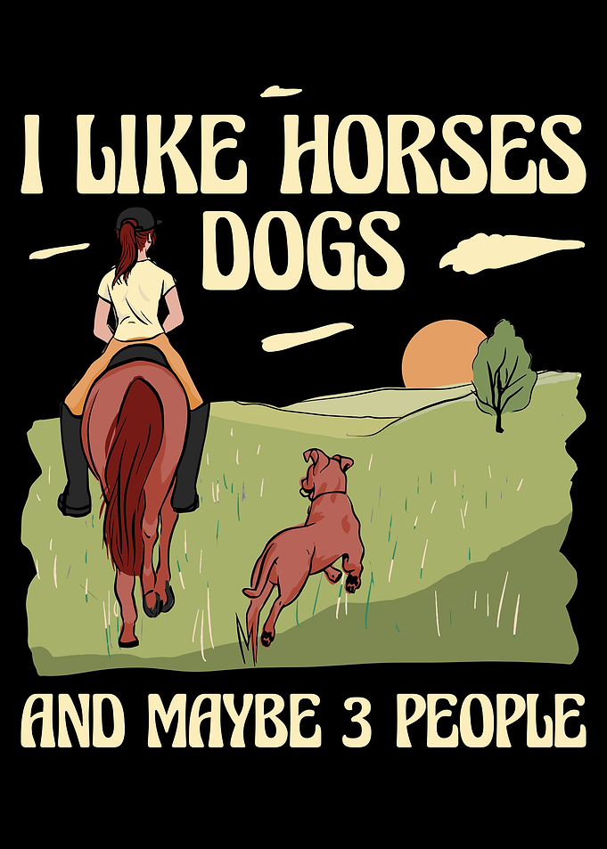 Horses Dogs And 3 People