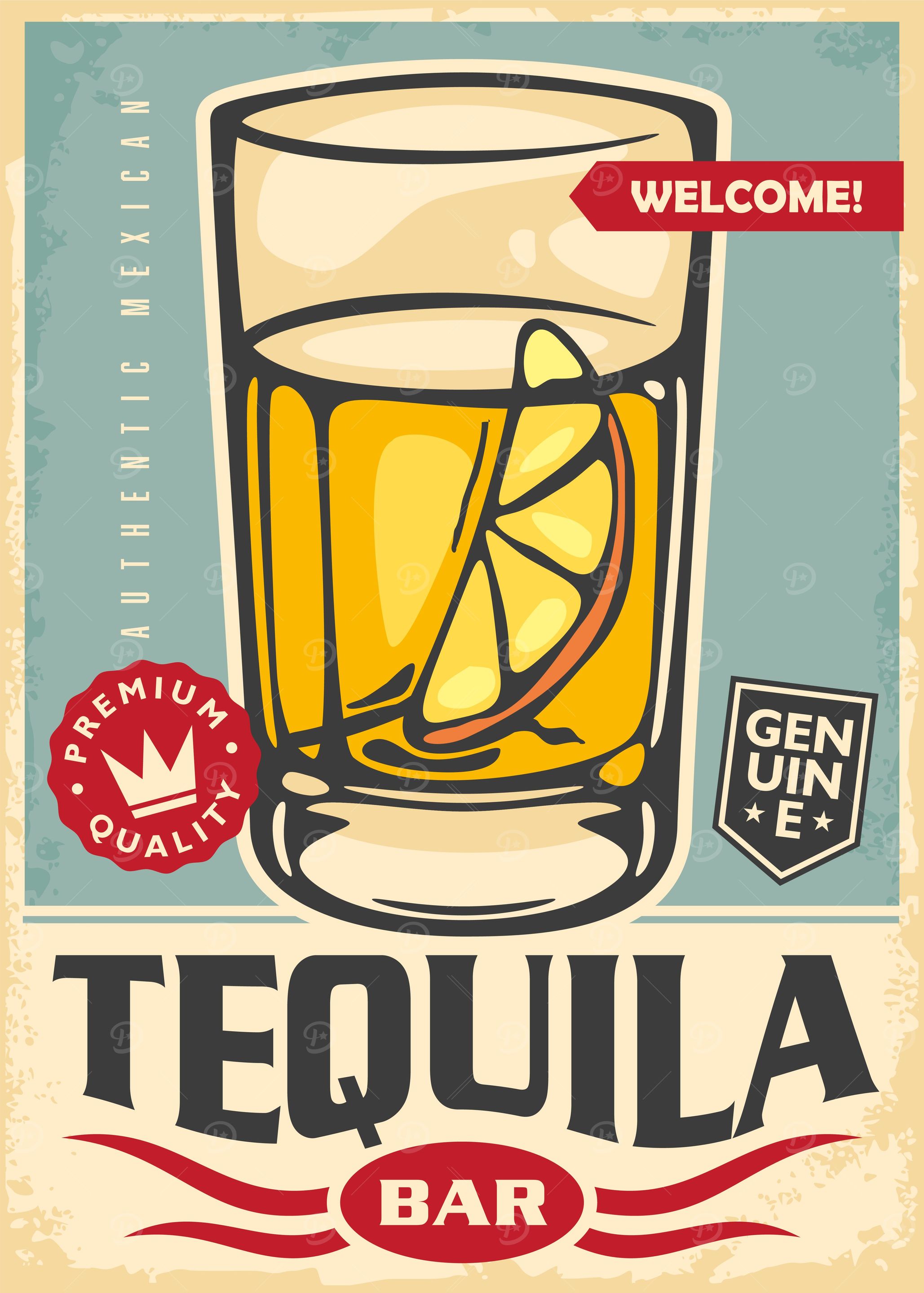 Tequila shot retro sign