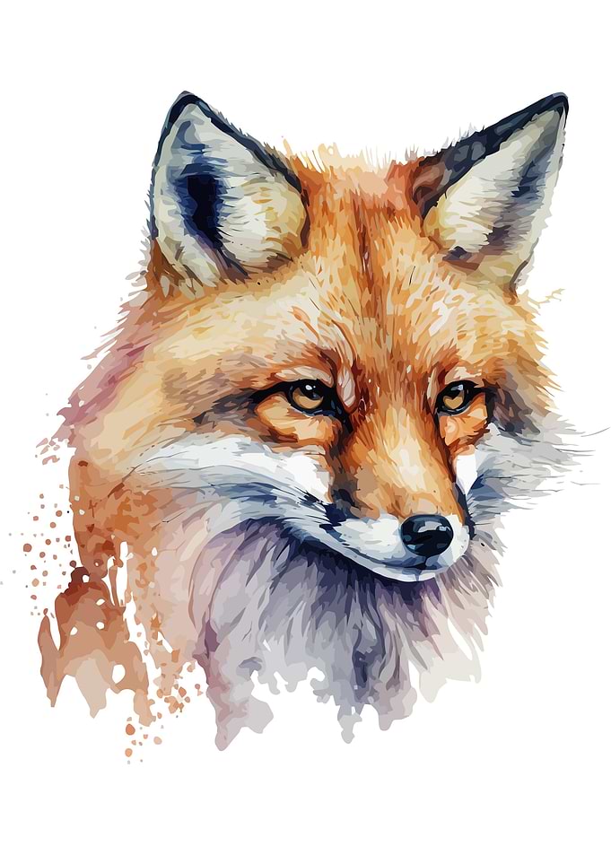 Fox in watercolor style