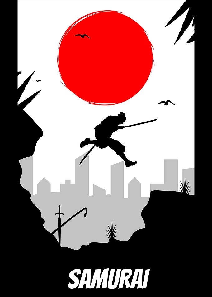 Red moon samurai Art