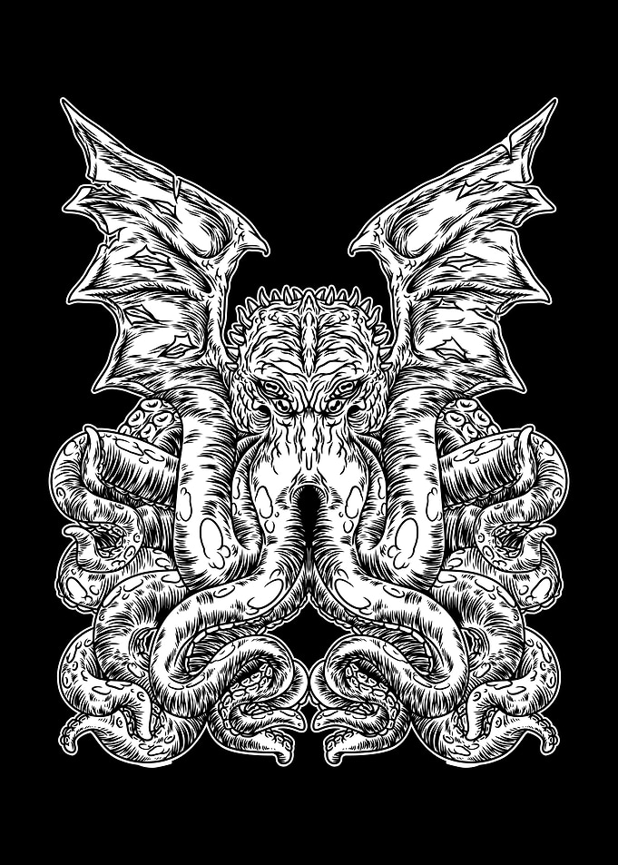 Cthulhu Creature BnW