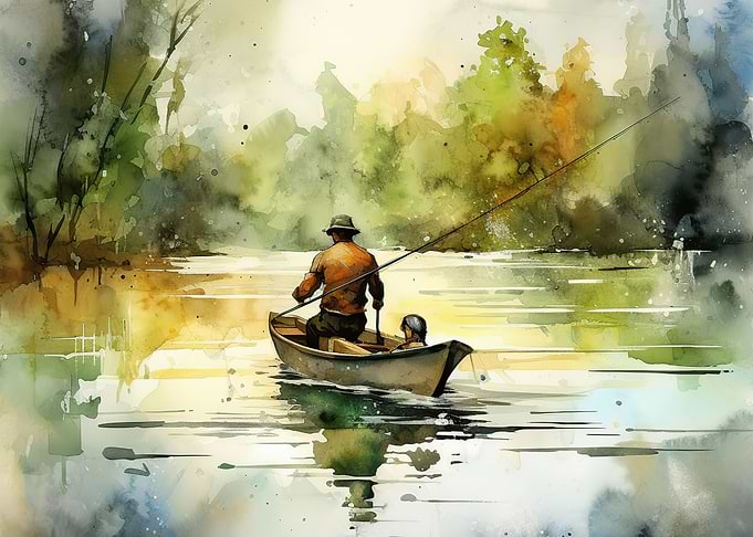 fishing watercolor