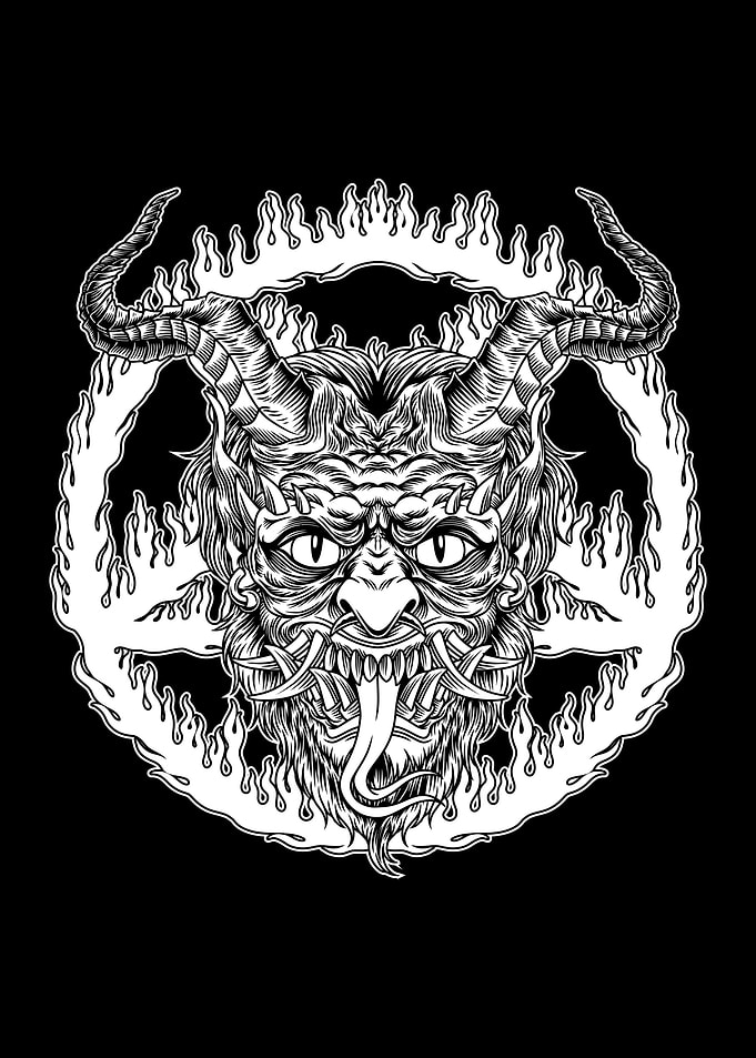 Demon Pentagram BnW