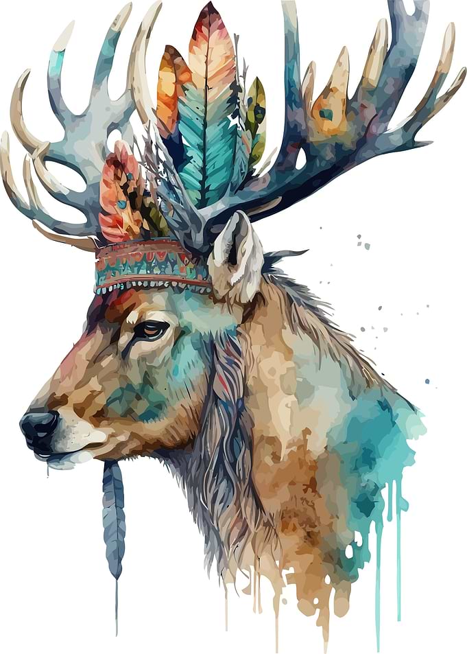 Deer in watercolor style
