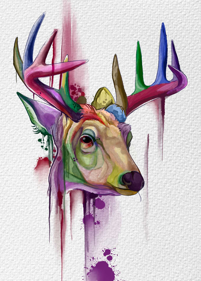 deer watercolor illurati