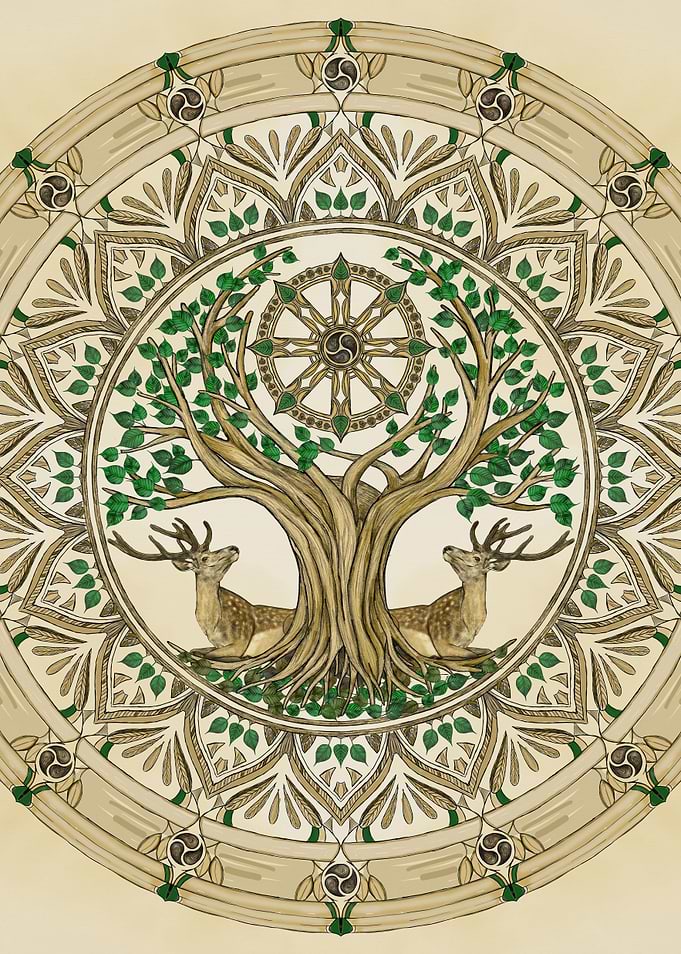 Bodhi tree Dharma Wheel