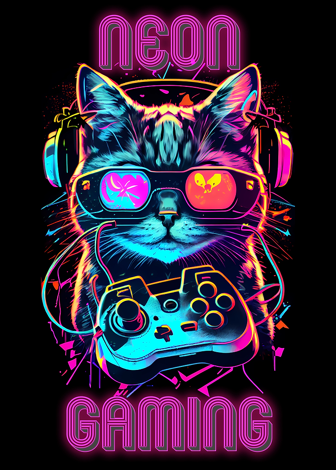 Neon Gaming Cat