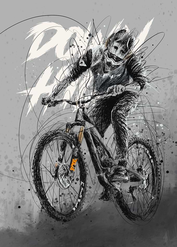 Downhill MTB scribble art
