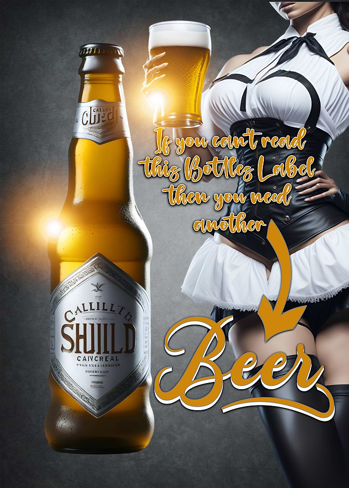 Beer Bottle and Maid Sign