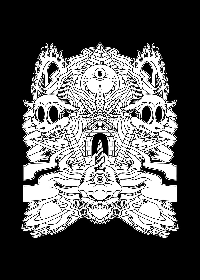 Psycheldic Rama BnW