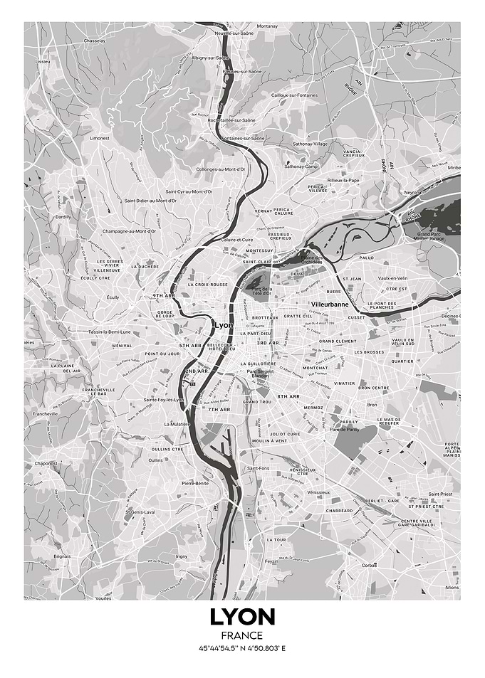 Lyon France streetmap