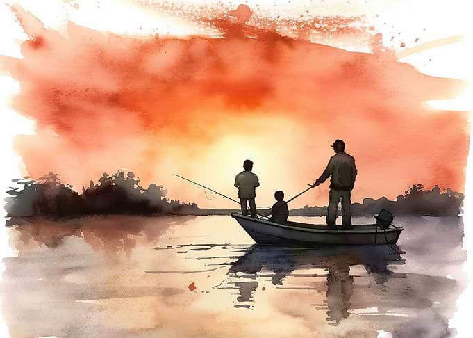 fishing watercolor