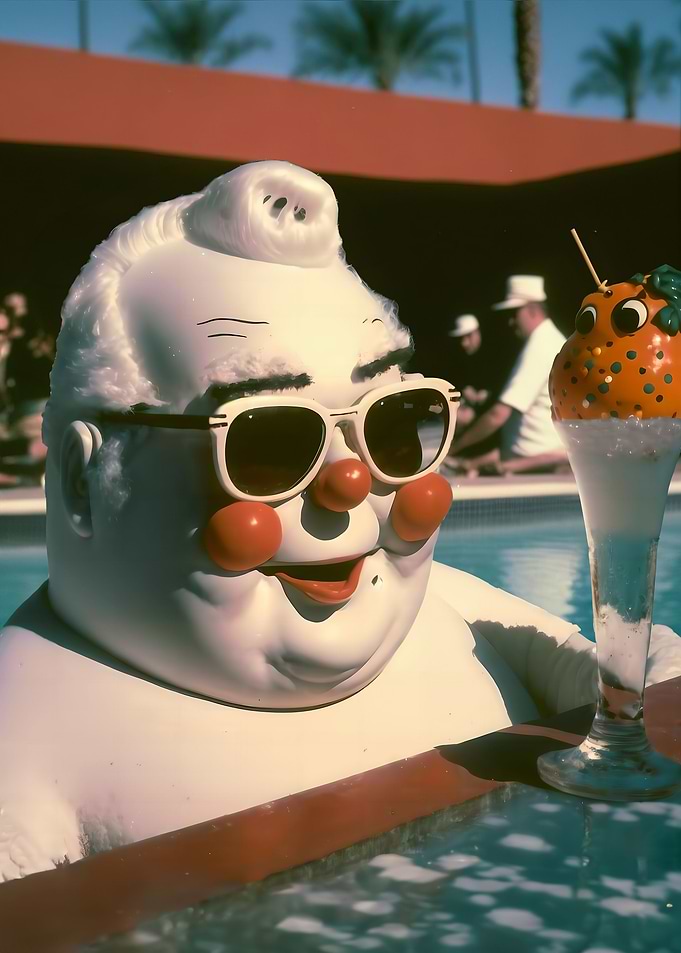 Snowman by the pool