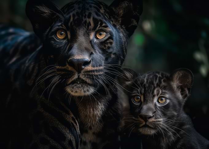 Black Panther With Cub