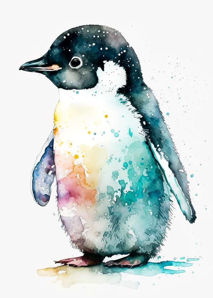 cute watercolour penguin
