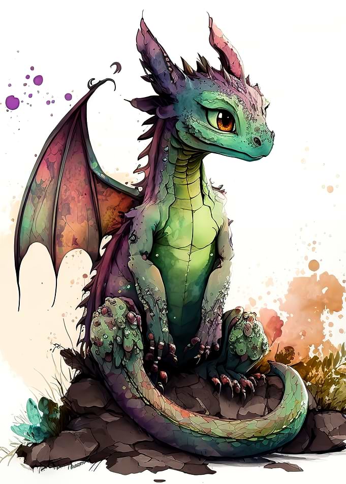watercolor dragon