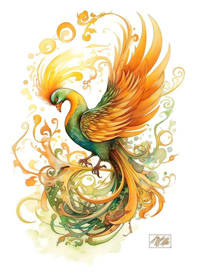 Phoenix Watercolor Bird