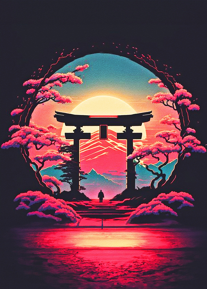 Neon Torii Gate Art