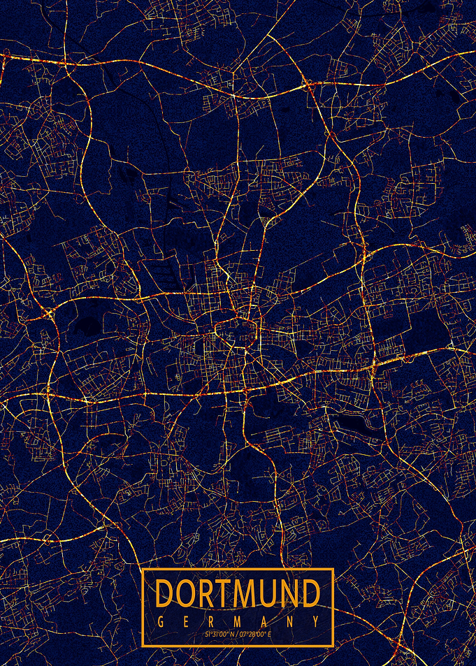 Dortmund Map City At Night