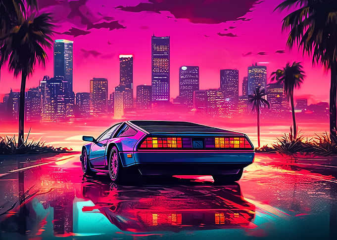 Retro Miami Neon Sunset