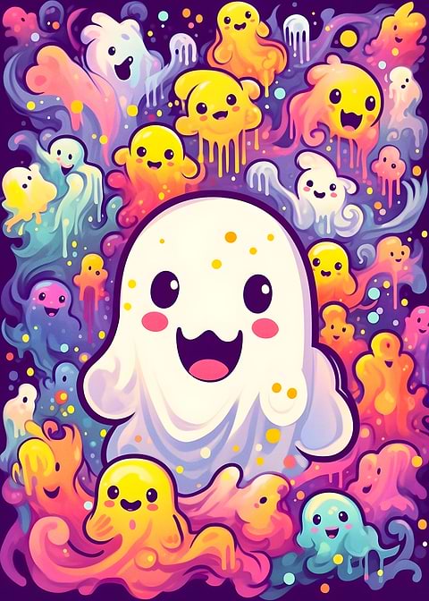 Cheerful Ghosts — kids room metal wall art