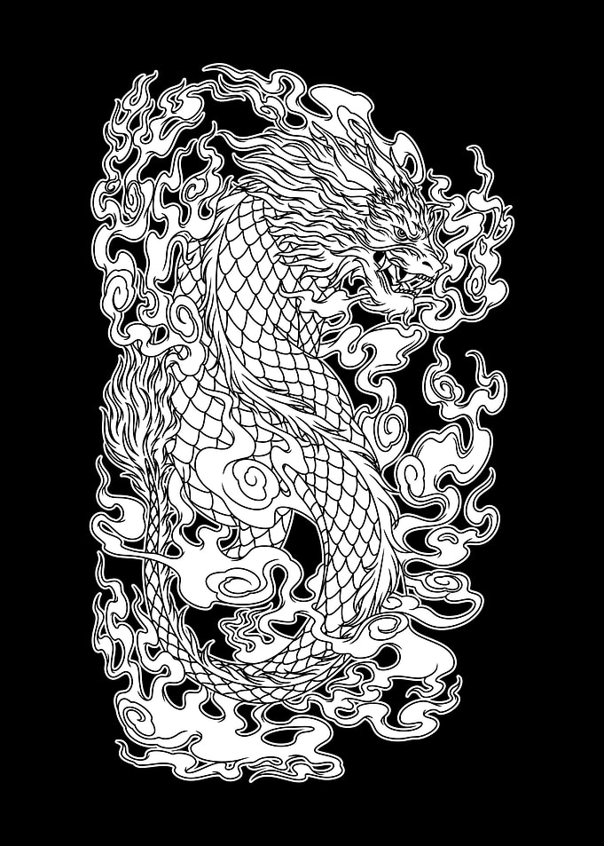 Qilin Illustration BnW