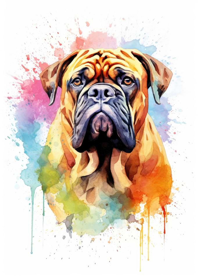 Watercolor bullmastiff
