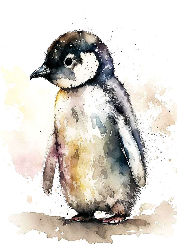 cute watercolour penguin