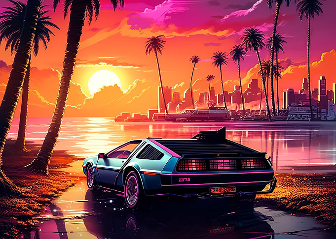 Retro Miami Neon Sunset