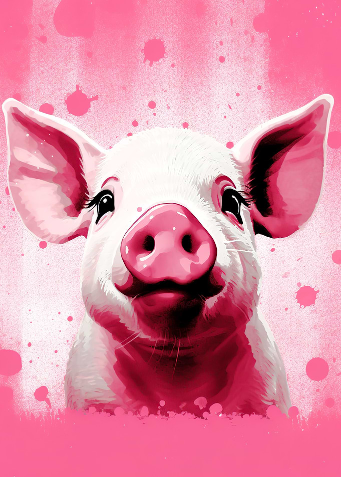 watercolor pig pink