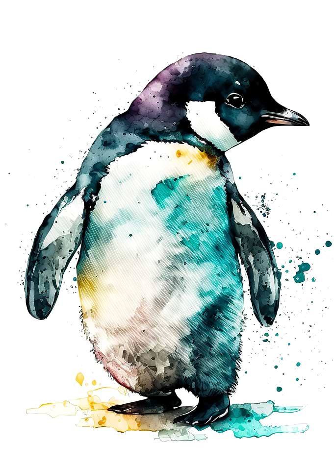 cute watercolour penguin