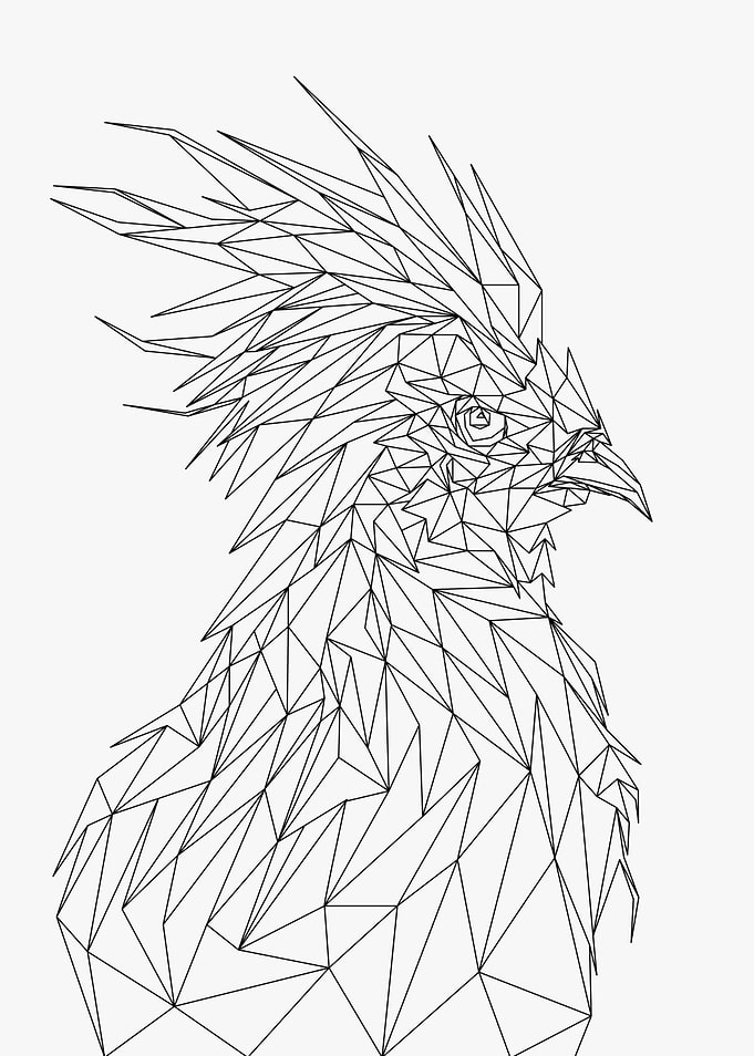 Rooster Lowpoly Wireframe