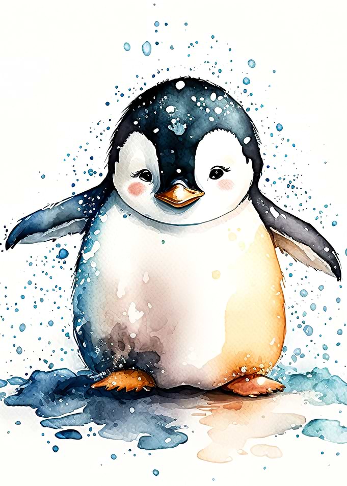 cute watercolour penguin